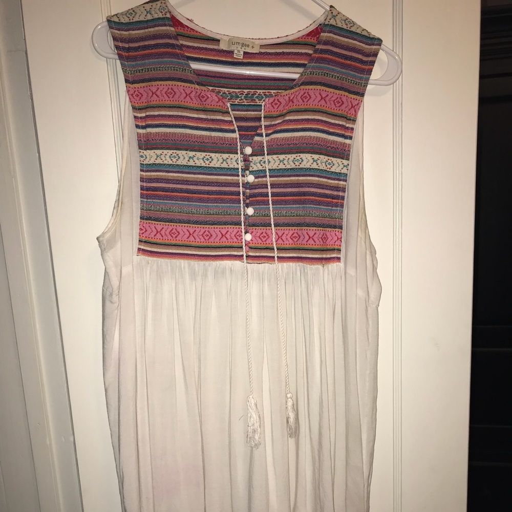 Boho white dress with tassels